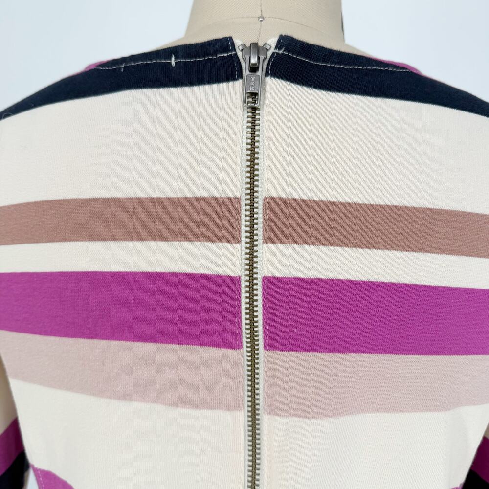 J.Crew Colorblock Top in Neutral Stripe size XS Back Zip Long Sleeve Cotton - Picture 8 of 12